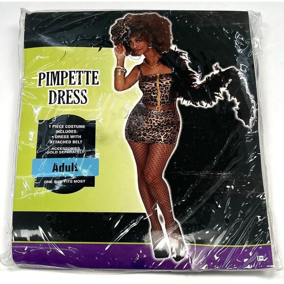Costumes USA Adult ONE SIZE Leopard Pimpette Dress COSTUME Dress, Hat, Boa EUC - Picture 6 of 6
